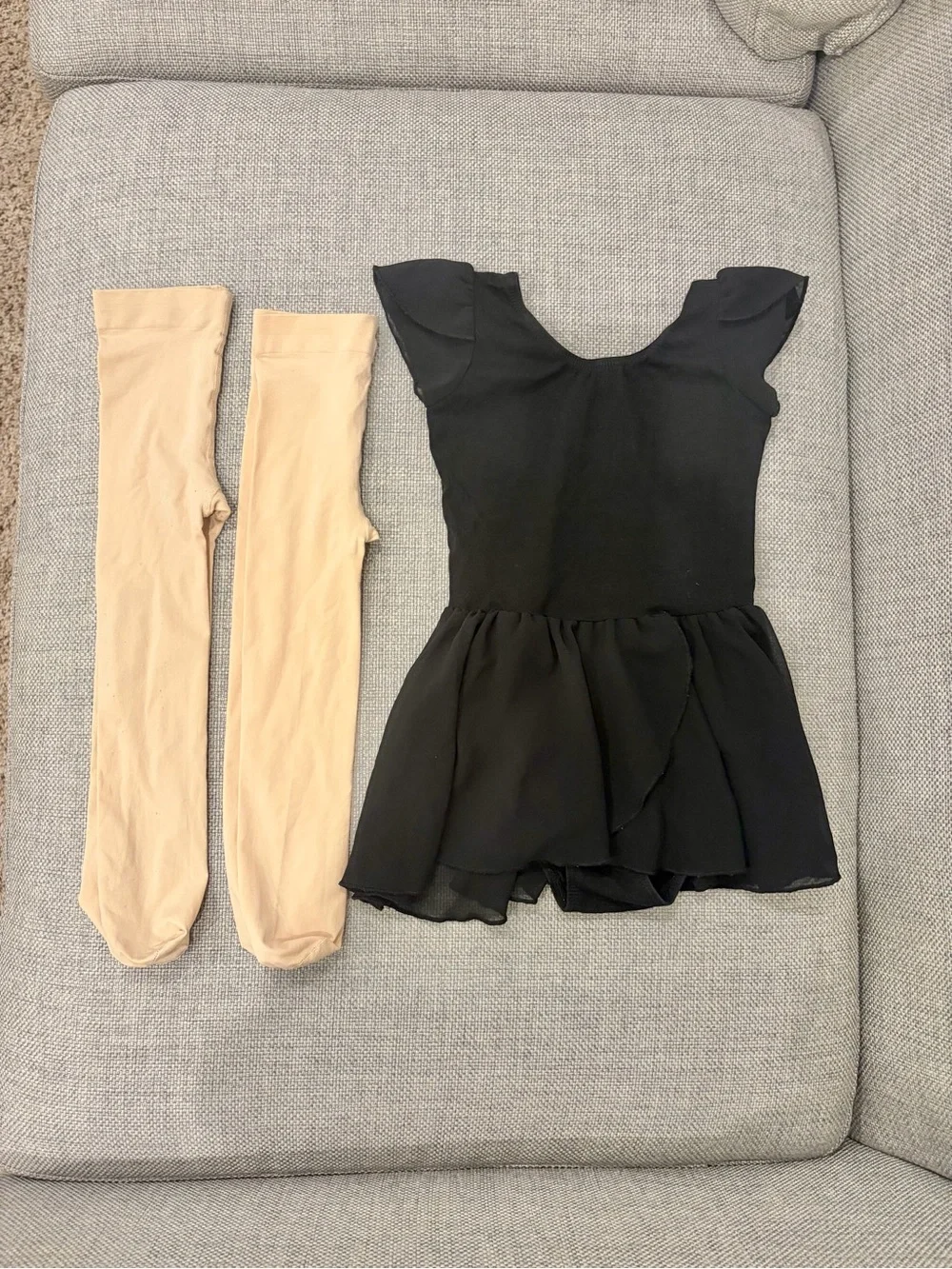 Black Skirted Ballet Leotard w/ Snaps and Tights Bundle, 2-3T
